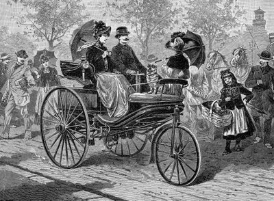 Benzineauto door Benz & Co., in staat tot 16 km per uur, ca. 1890s door Unbekannt