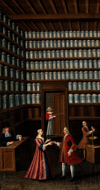 Apotheek, omstreeks 1700 door Unbekannt