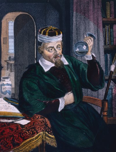 Arts onderzoekt een urinemonster van een patiënt, c.1600 19e eeuw door Unbekannt