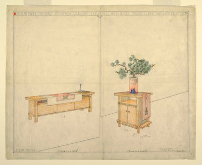 Pianobank en Taboret, Henry J. Allen Residence, Wichita, KA, 1917 door Unbekannt