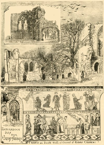 Pittoreske Stukken van Easby Abbey, 1898 door Unbekannt