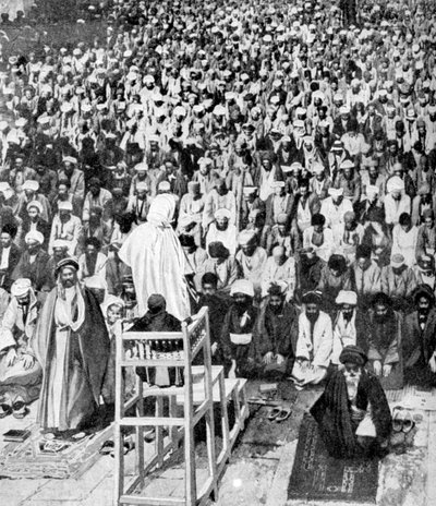 Vrome moslims verzameld bij de Durbar van God, Mekka, Saoedi-Arabië, 1922 door Unbekannt