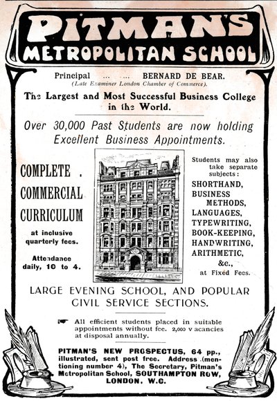 Pitmans Metropolitan School, 1906 door Unbekannt