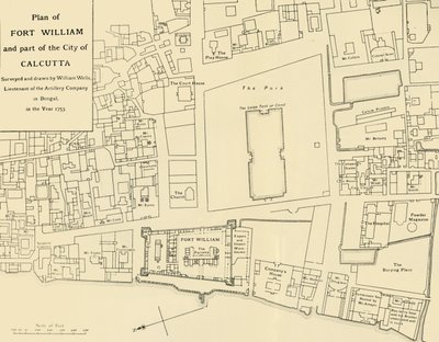 Plan van Fort William en een deel van de stad Calcutta door Unbekannt