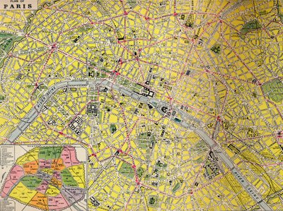 Plan van Parijs - Centraal District van de Stad van het Licht, ca. 1930s door Unbekannt