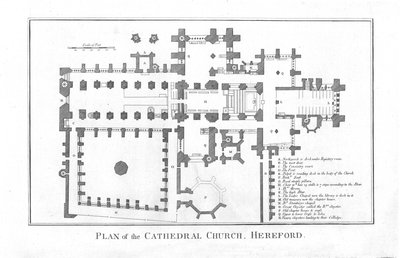 Plattegrond van de kathedraal van Hereford door Unbekannt
