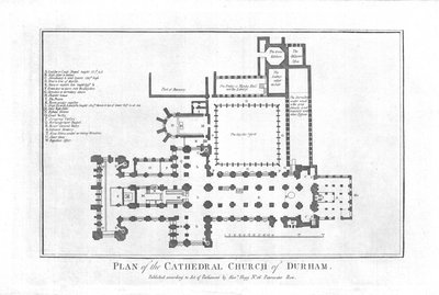 Plattegrond van de Kathedraal van Durham, eind 18e eeuw door Unbekannt