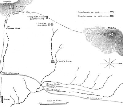 Plan van de mars naar Majuba Hill, 26 februari 1881, ca. 1880s door Unbekannt
