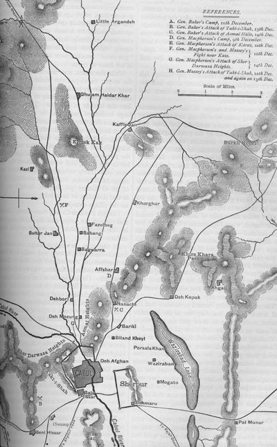 Plan van de Operaties Rond Kabul, 9-15 december 1879, ca. 1880 door Unbekannt