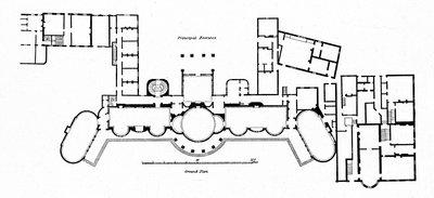 Plan van het paviljoen met wijzigingen aan het oorspronkelijke gebouw van Holland voltooid in 1804, 1939 door Unbekannt
