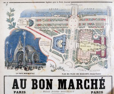 Plan van de Porte Monumentale en Palais des Beaux-Arts, 1900 door Unbekannt