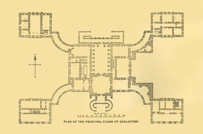 Plattegrond van de hoofdverdieping van Kedleston, 1925 door Unbekannt