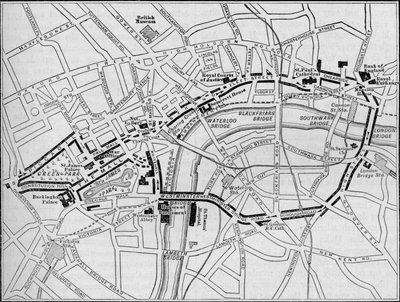 Plan van de route van de koninklijke processie op Diamond Jubilee Day, Londen door Unbekannt