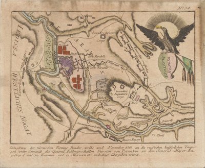 Plan van het beleg van de Turkse vesting Bender door het Russische leger in november 1789, 1789 door Unbekannt