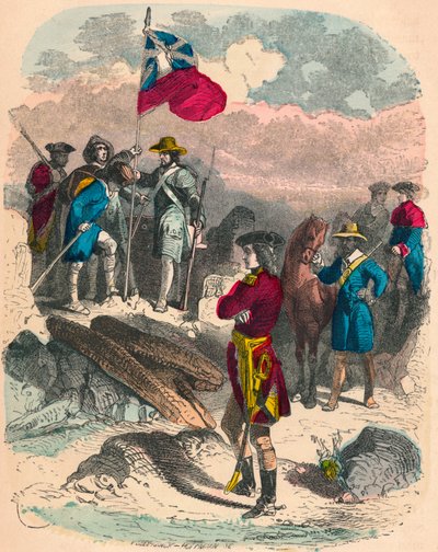 Het planten van de koninklijke vlag op de ruïnes van Fort Du Quesne, 1758 door Unbekannt