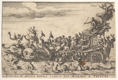 Plaat 16: Schip van Muzikanten met de Zeegod Glaucus en Tritons door Unbekannt