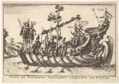 Plaat 7: Peleo et Talamone Argonauti condotti da Tetide, uit Het prachtige schouwspel op t..., 1664 door Unbekannt