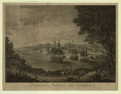 Slag bij Plattsburgh op Lake Champlain, Amerikaanse vloot onder bevel van Thomas Macdonough verslaat Britse vloot, 11 september door Unbekannt