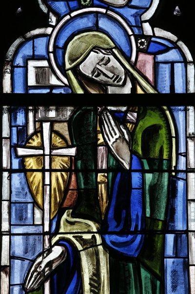 Poissy collegiale kerk. Glas-in-loodraam. Saint Margaret van Antiochië, Poissy, Frankrijk door Unbekannt