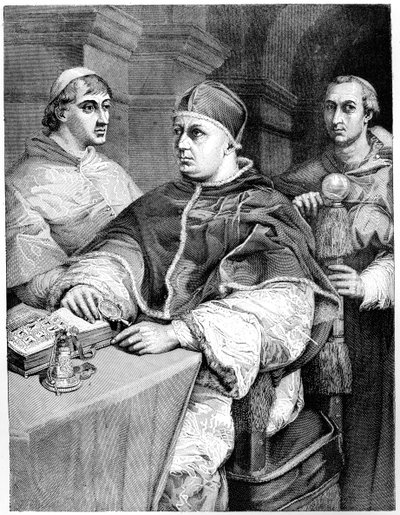 Paus Leo X, Giulio de Medici de toekomstige Paus Clemens VII en Kardinaal de Rossi door Unbekannt