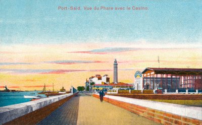 Port-Said. Uitzicht op de vuurtoren met het casino door Unbekannt