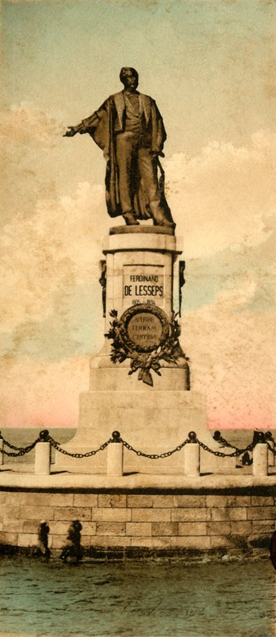 Port Said - Standbeeld van Ferdinand de Lesseps, ca. 1918-1939 door Unbekannt