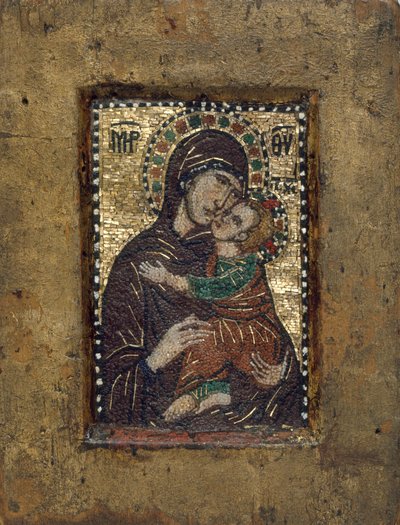 Draagbaar icoon met de Maagd Eleousa, Byzantijns, begin 1300 door Unbekannt