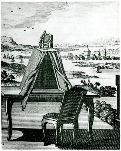 Draagbare tent type camera obscura, 1764 door Unbekannt
