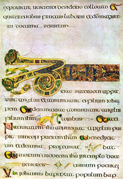 Gedeelte van Het Argument voor het Evangelie van St. Johannes, 800 AD, 20e eeuw door Unbekannt