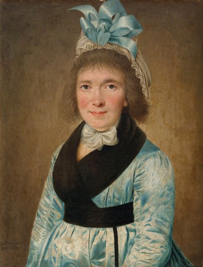 Portret van een vrouw in een blauwe jurk, 1799 door Unbekannt