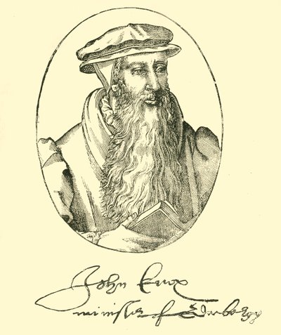 Portret en Handtekening van John Knox door Unbekannt
