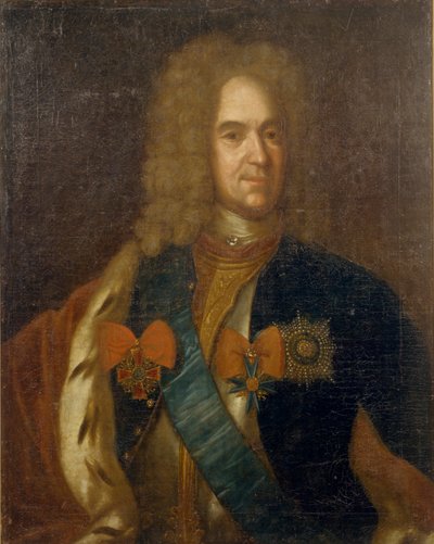 Portret van Alexander Danilovich Menshikov, Generalissimo, Prins van het Heilige Roomse Rijk en Hertog door Unbekannt