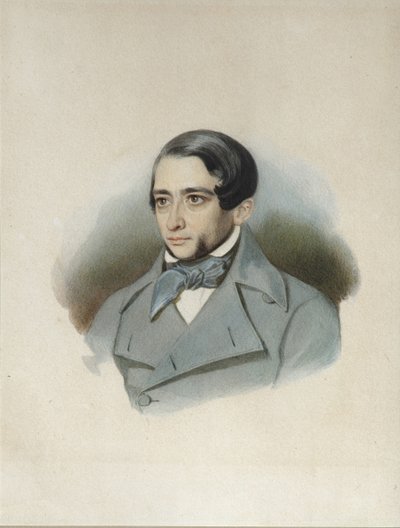 Portret van Andrey Alexandrovich Krayevsky 1810-1889, begin 1840s door Unbekannt