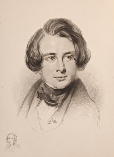 Portret van Charles Dickens. Schets van Dickens