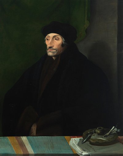 Portret van Erasmus van Rotterdam 1467-1536, 16e eeuw door Unbekannt