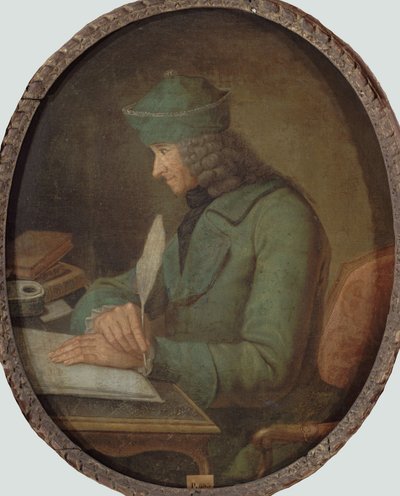 Portret van Francois Marie Arouet de Voltaire 1694-1778, in zijn studeerkamer, 2e helft van de 18e eeuw door Unbekannt