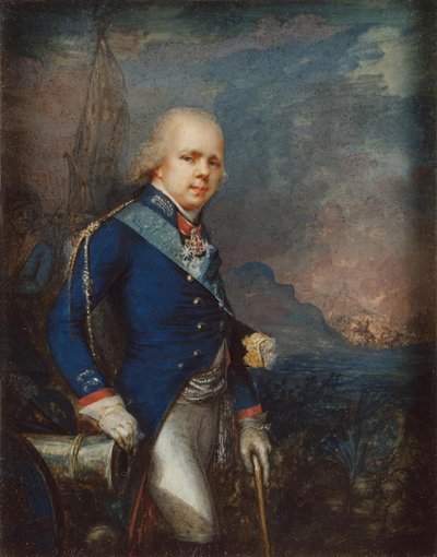 Portret van groothertog Constantijn Pavlovich van Rusland 1779-1831 voor de Slag bij Novi, 1799 door Unbekannt