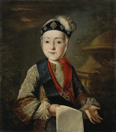 Portret van Groothertog Pavel Petrovich 1754-1801 als kind, midden 18e eeuw door Unbekannt