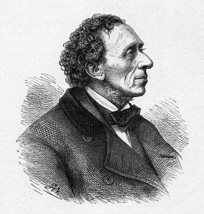 Portret van Hans Christian Andersen 1805-1875, ca. 1850 door Unbekannt