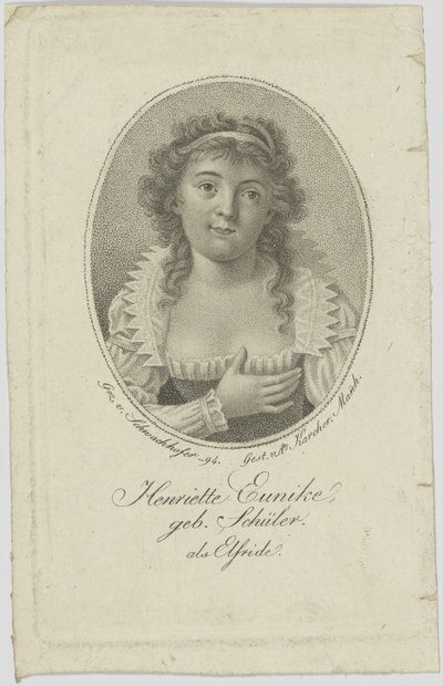 Portret van Henriette Hendel-Schütz, geboren Schüle 1772-1849 als Elfride, 1794 door Unbekannt