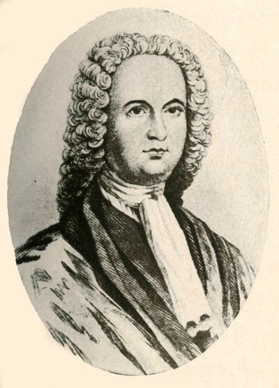 Portret van James Logan in pruik en rechterlijke toga, gedragen in Pennsylvania door Unbekannt