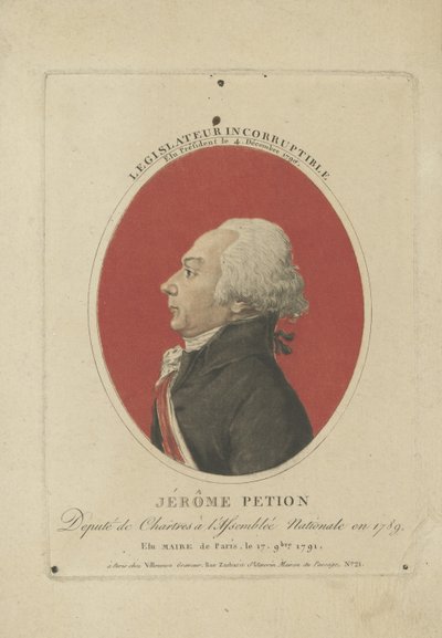 Portret van Jérôme Pétion de Villeneuve 1756-1794, ca. 1800 door Unbekannt
