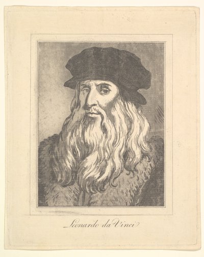 Portret van Leonardo da Vinci uit Characaturas door Leonardo da Vinci, uit tekeningen door Wi..., 1786 door Unbekannt