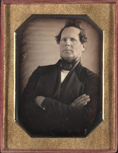 Portret van man die van de camera weg leunt, late jaren 1840 door Unbekannt