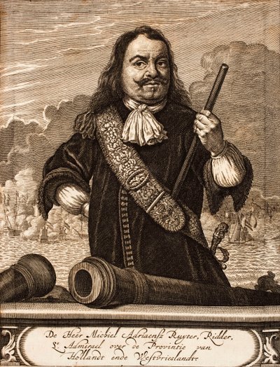Portret van Michiel de Ruyter 1607-1676 Uit: Schauplatz des Krieges, 1675 door Unbekannt