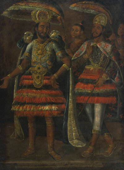 Portret van Moctezuma en Cuauhtémoc, 17e eeuw door Unbekannt