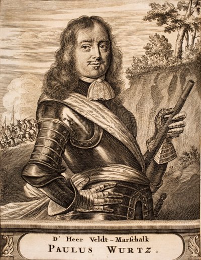 Portret van Paul Würtz 1612-1676 Uit: Schauplatz des Krieges, 1675 door Unbekannt