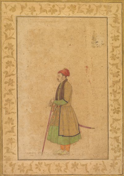 Portret van Raja Ram Singh van Amber r. 1667-1688 met een Deccan-zwaard, c. 1680-1685 door Unbekannt