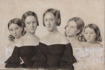 Portret van Zusters Yelisaveta, Maria, Praskovya, Alexandra en Anna Dyakov, Eind 1830s door Unbekannt