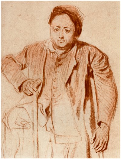 Portret van een man op krukken door Unbekannt